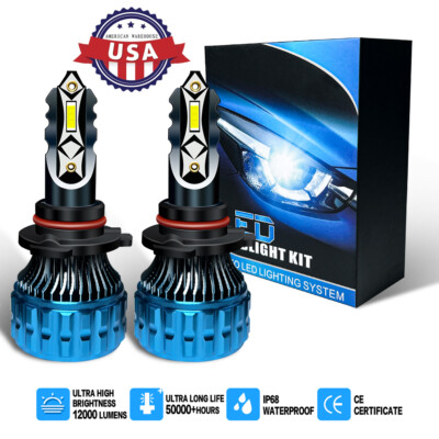2X 9005/HB3 6000k Cool White LED Bulbs Hi/Low Beam Headlight Kit COB High Power