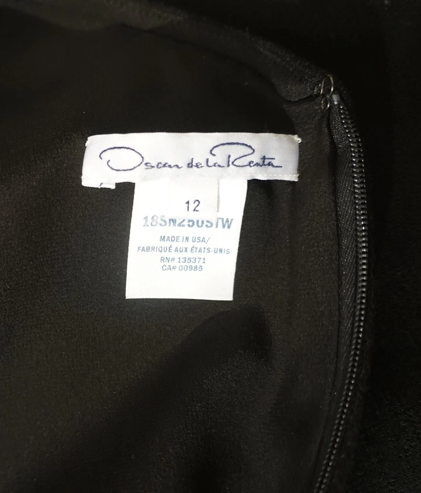 Платье цельнокроеное OSCAR DE LA RENTA 2018 размер 12 с вырезом лодочкой черное креп - Изображение 3 из 3