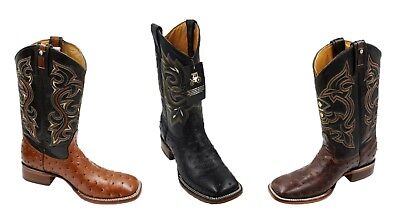 MEN/'S RODEO COWBOY BOOTS  OSTRICH PRINT LEATHER WESTERN BOOTS