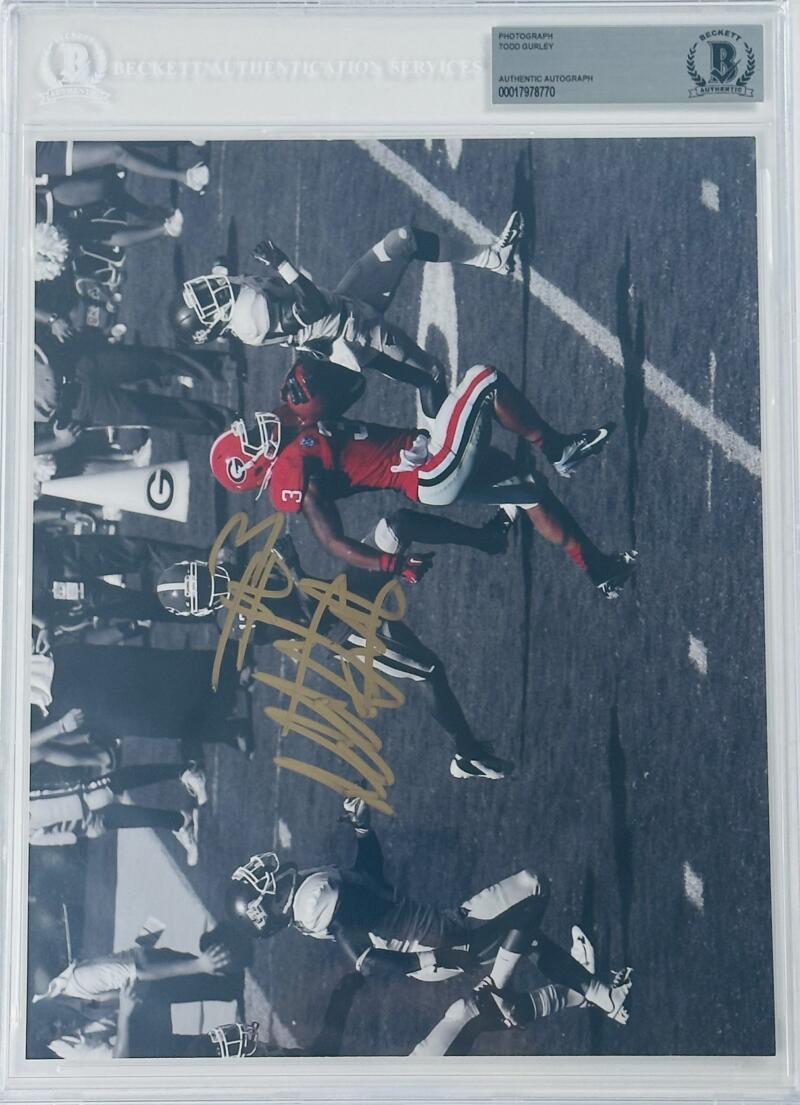 TODD GURLEY Autographed Signed GEORGIA BULLDOGS BAS SLABBED 8X10 PHOTO RAMS 770 