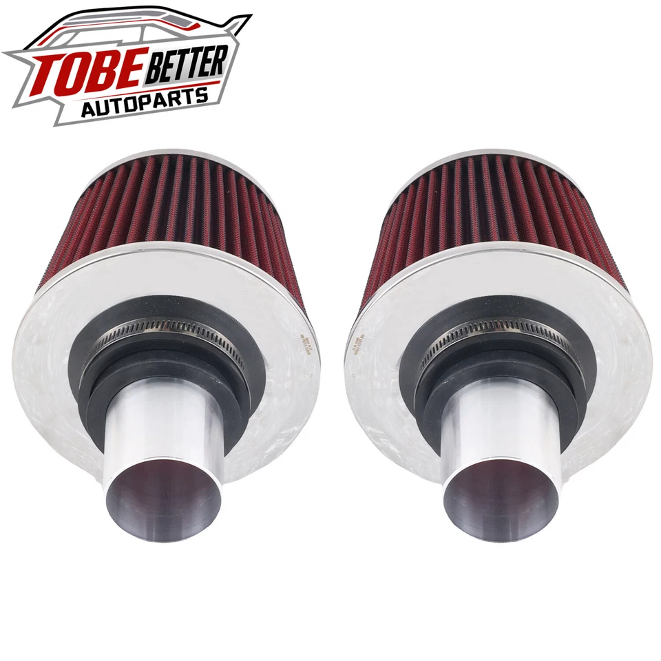 Pair Cold Air Intake Kit For BMW N54 3.0L 135i 335i 535i Dual Cone Filters 2.25" - Image 2 of 4