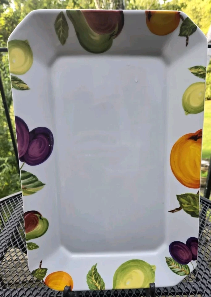 Bandeja rectangular para servir de porcelana Garrys Frutas secas y nueces 10x15" pesada Foto 3 de 4