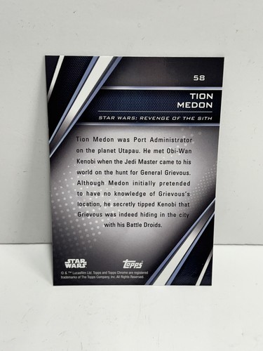 2023 Star Wars Chrome Black TION MEDON # 58 carta base VENDETTA DEI SITH - Foto 2 di 2