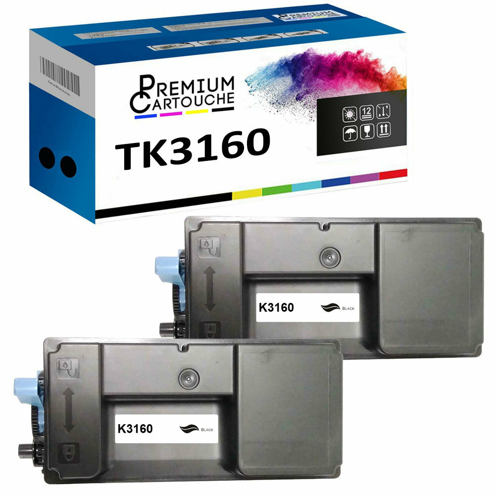 Cartouche TK3160 noire de qualité supérieure lot de 2 pour KYOCERA