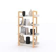 4 Tier Solid Wood Bookcase, Book Shelf Kitchen Display Storage Shelves 47.2"
