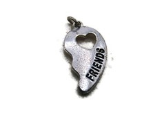 Half Best Friends Heart Necklace Charm Silver Tone