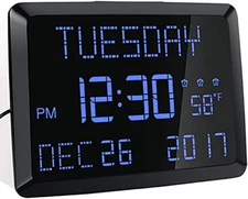 Digital Wall Clock, 11.5 Extra Large Display Calendar Alarm Day Clock with Date 