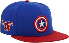 MARVEL CAPTAIN AMERICA EMBROIDERED LOGOS BLUE AND RED SNAPBACK OSFM HAT/CAP NWT