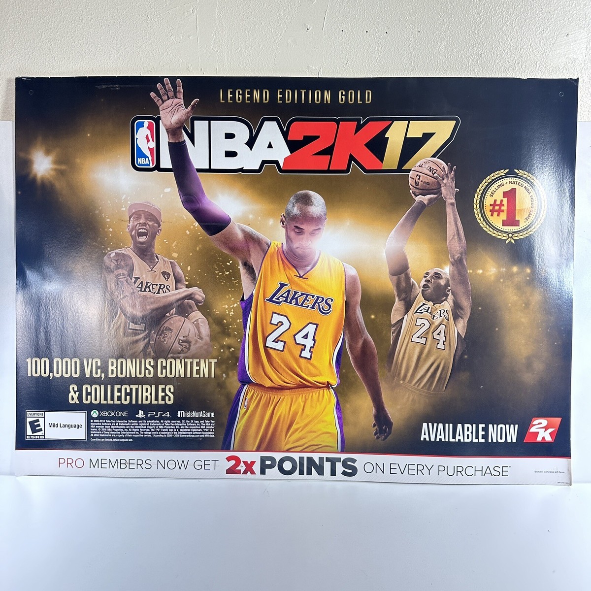 NBA 2K17 Legend Edition Gold Kobe Bryant Poster /Not a Fold Out