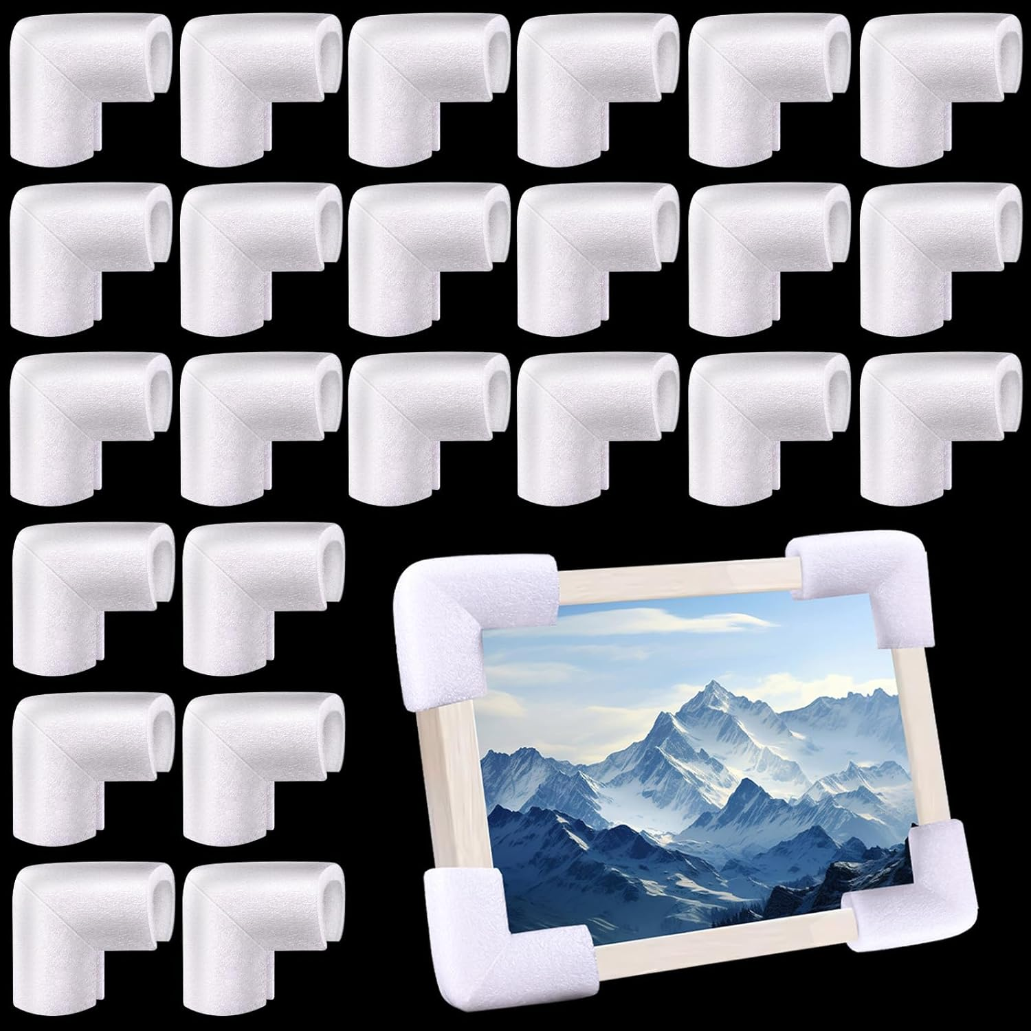 24 Pcs Picture Mirror TV Frame Foam Corner Protectors for Shipping Moving Foa...