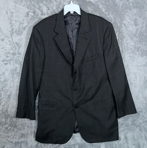 J.Press, Vintage J Press Suit Jacket Men 44L Gray Windowpane Blazer 3 Button Presidential