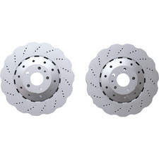 NEW For AUDI RS6 RS7 2013-2018 FRONT WAVEY DRILLED BRAKE DISC PAIR DISCS