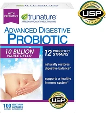 trunature Advanced Digestive Probiotic, 100 Capsules (2 Pack) 