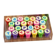 26 Pcs Letters and Numbers Round Stamp Colorful Seal Self Inking Mini Stamper