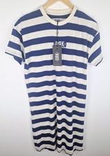 BNWT DRK Womens T Shirt Dress Size S Blue Cream Striped Cotton Casual Summer
