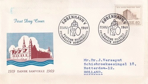 SA25d Denmark 1969 50th Anniv of Association of Danes Living Abroad, FDC