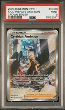2023 POKEMON SWORD & SHIELD CROWN ZENITH #GG60 FULL ART/CYNTHIA'S AMBITION PSA 9