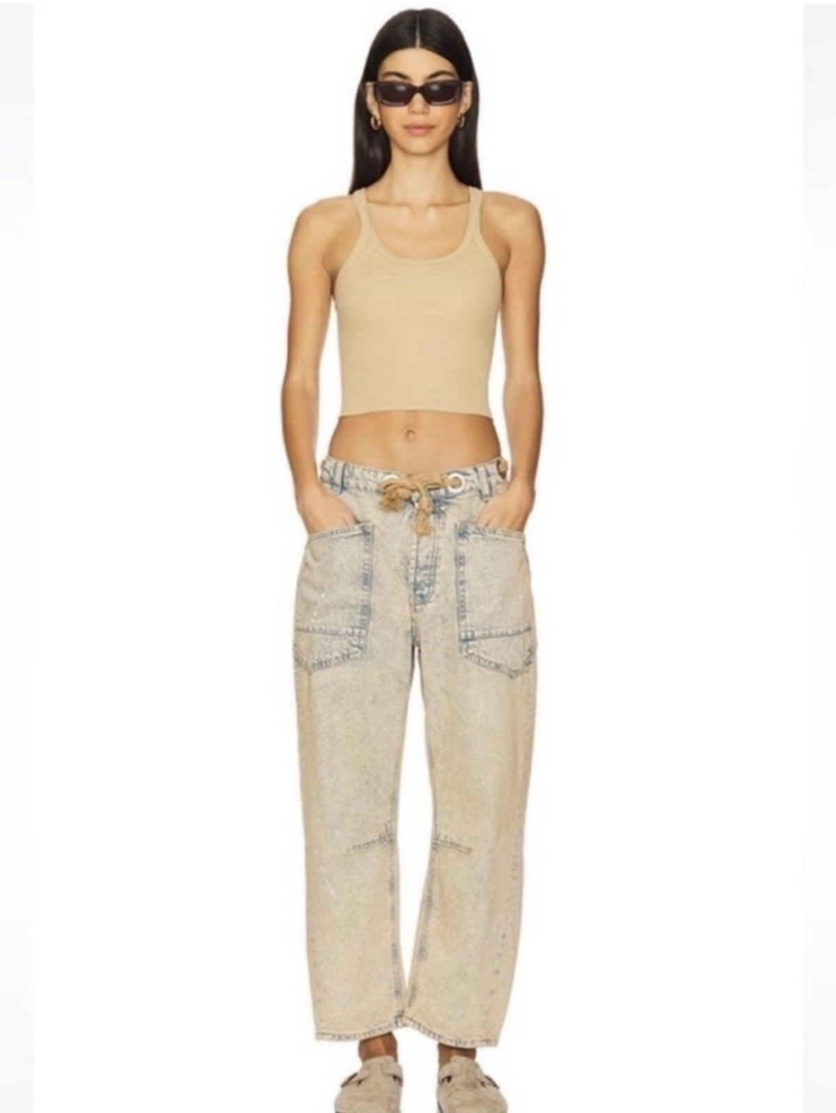 Free People Moxie Low Slung Barrel Jeans Cowboy Size 27 NWT