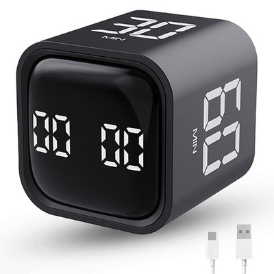 Productivity Timer Flip Gravity Sensor Cube Countdown & Small, Black 