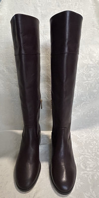Michael Kors Dylyn Knee High Leather Riding Boots Barolo Brown Women s Size 8M