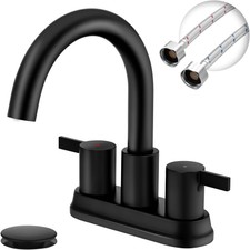 Double-handle 4-inch black bathroom faucet,