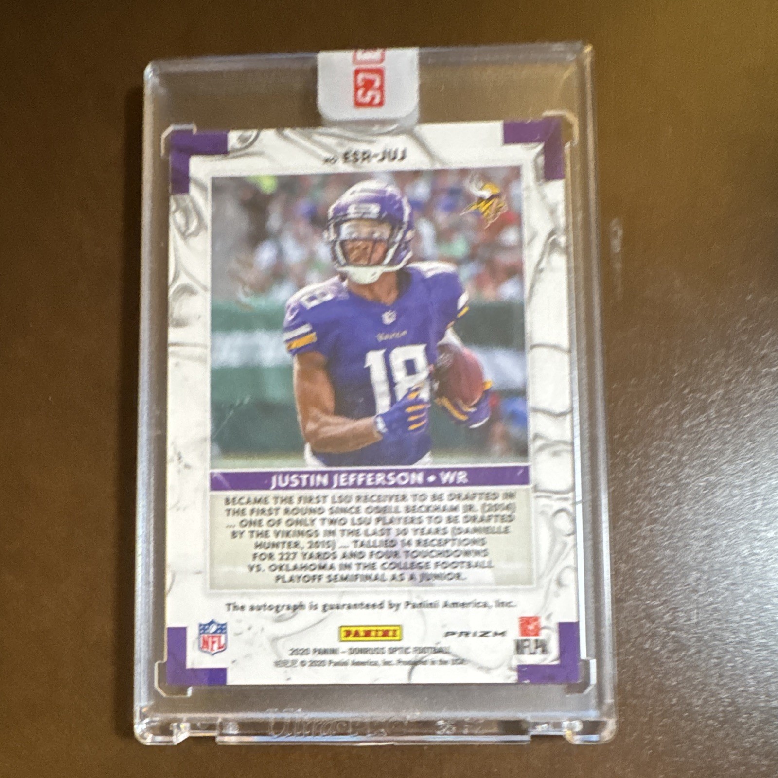Panini 2020 Donruss Optic Elite Series Rookies Justin Jefferson RC One of One view 2