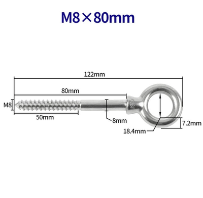 Sourcingmap 304 Stainless Steel Lifting Eye Bolt – M8 X 35mm Thread, Pack Of 2, For Hanging & Securing