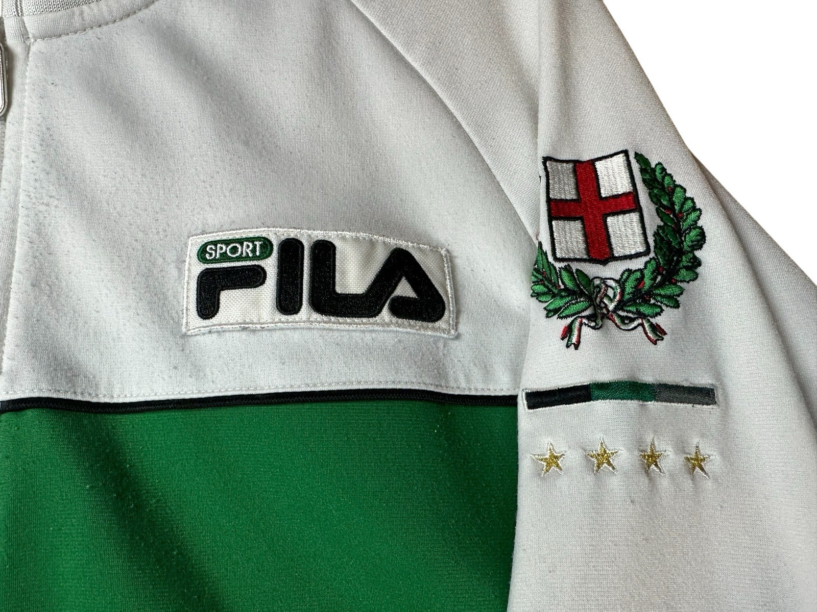 GIACCA calcio vintage FILA Sport ITALIA Italia CALCIO PISTA verde bianco XL