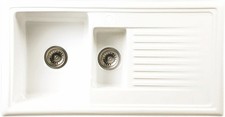 Reginox Traditional Kitchen Sink Ceramic 1.5 Bowl White Reversible Waste RL301CW