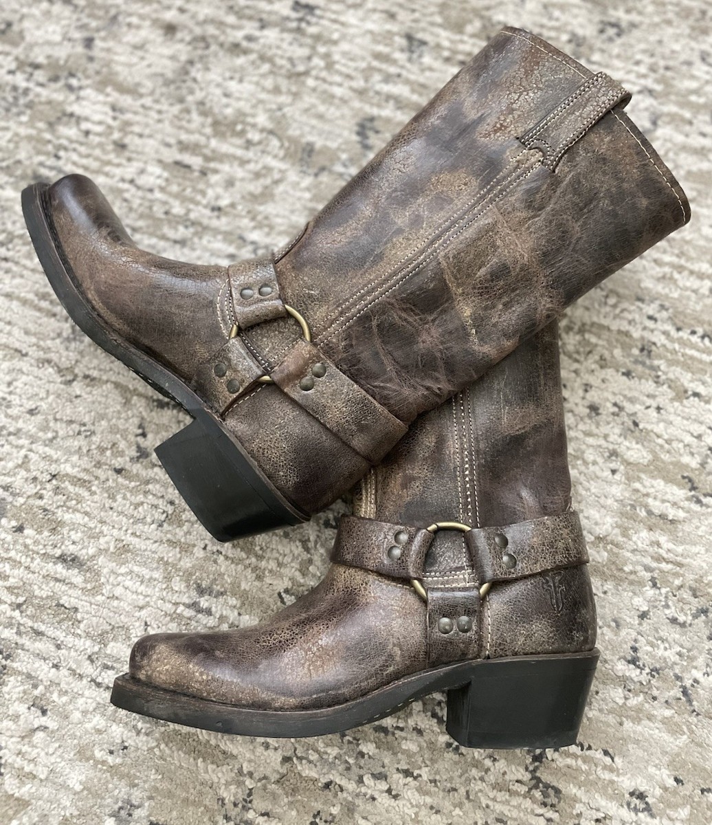 FRYE Harness Motorcycle Boot DISTRESSED Brown 70s Frye Genuine Vintage Harness Motorcycle Boot Brown  main image 3