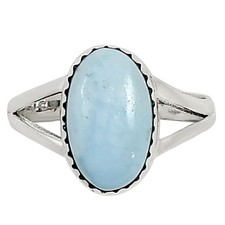 Natural Larimar Dominican Republic 925 Sterling Silver Ring s.9 Jewelry R-1210