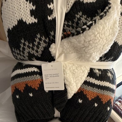 Pottery Barn Gus the Ghost Fair Isle Knit Jacquard Reversible Throw 50x60
