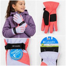Columbia Unisex Kids NWT Gloves Core III Gloves Ski Snowdrift Coral Fleece Lined