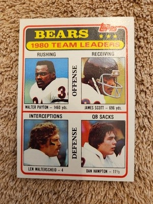 1981 Topps Team Leaders Walter Payton, Dan Hampton, James Scott #264 (RC)