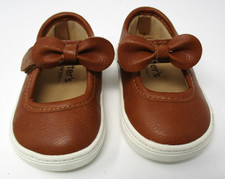 Carter's Child of Mine Infant Toddler Girl Brown Shoes Bows Size 3 NEW