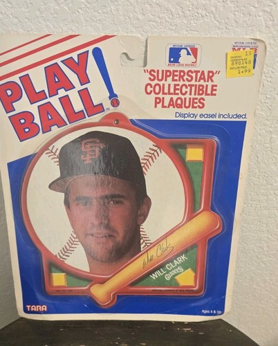 Vntg MLB Baseball Play Ball Superstar Collectible Plaque SF Giants Will Clark - Picture 1 of 2