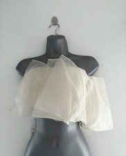 Zara voluminous organza shimmer crop top Ecru