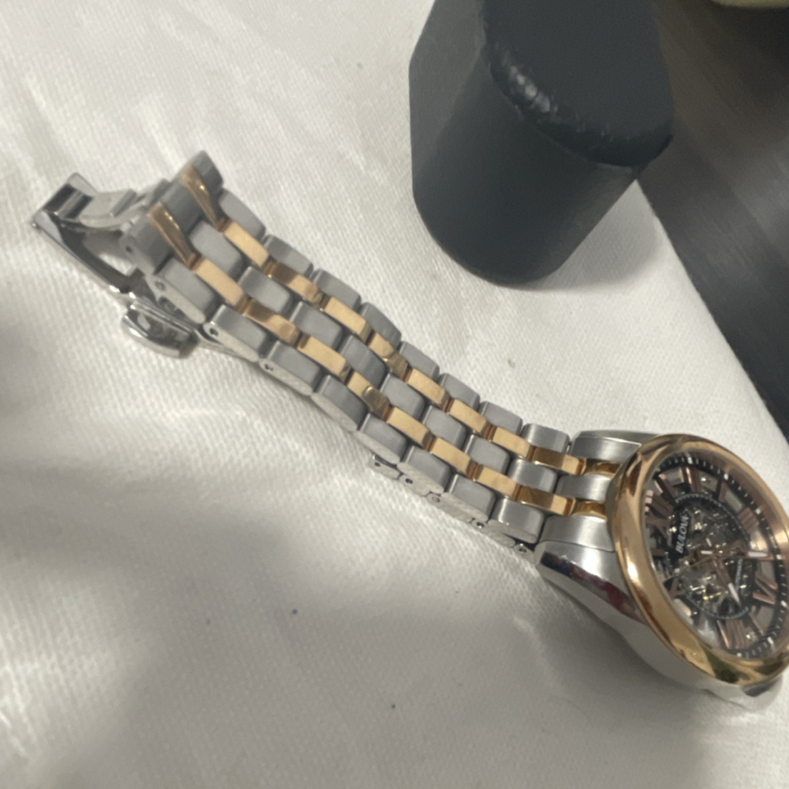 Bulova Automatic Skeleton Dial Two-Tone Stainless… - image 4