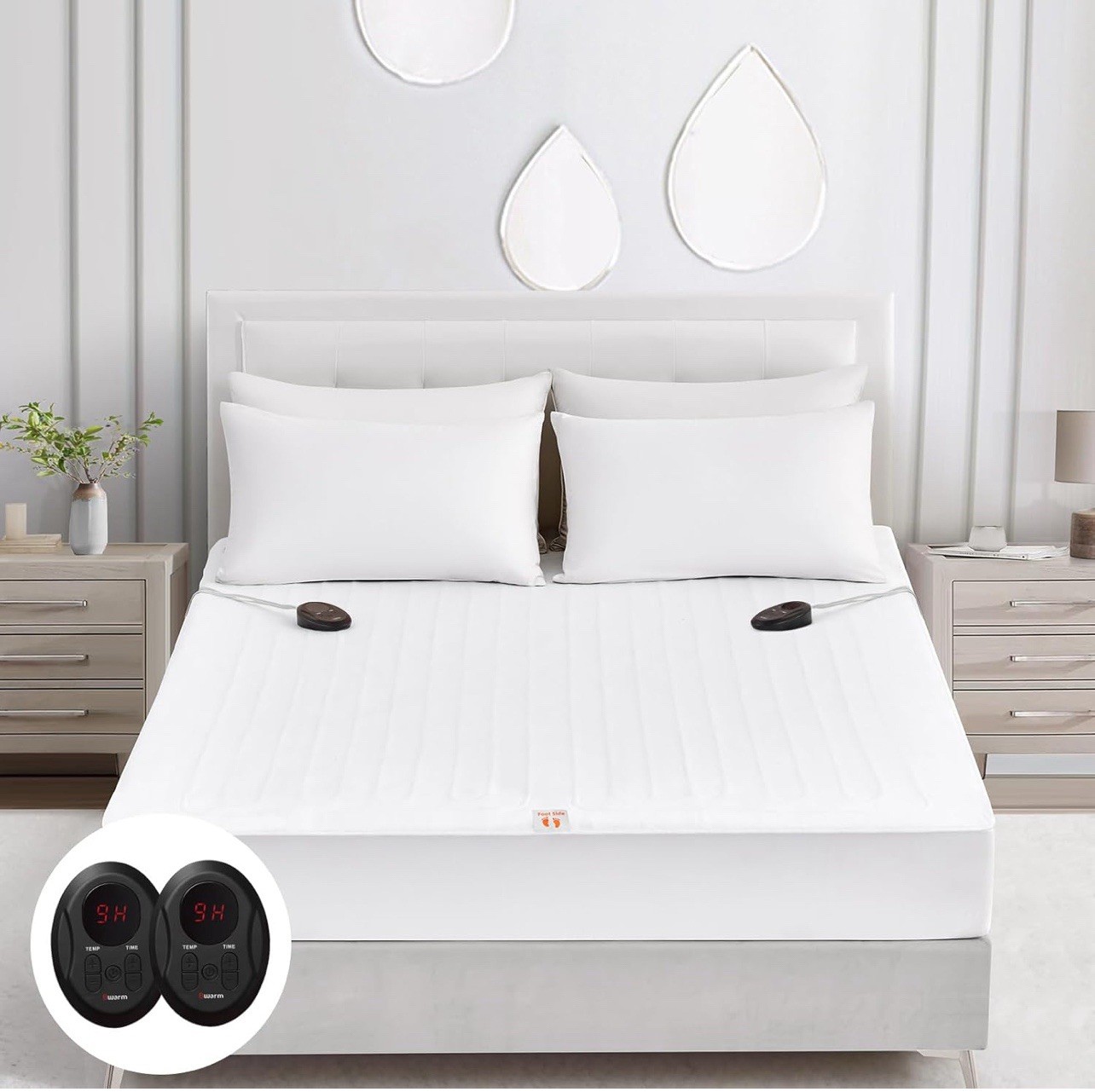 Bwarm Supreme Heated Mattress Pad, Queen Size, 9 Heat Settin
