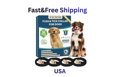 4 Pack Flea & Tick Protection for Dogs, 32-Month Waterproof Adjustable Repellent