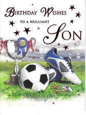 SON BIRTHDAY GREETING CARD 7"X5" FOOTBALL NICE VERSE