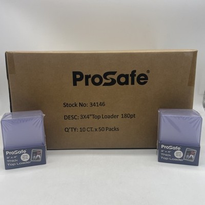 (500) Pro-Safe 3'' x 4'' Basic 180Pt Thick Top Loaders Case (50 Packs)
