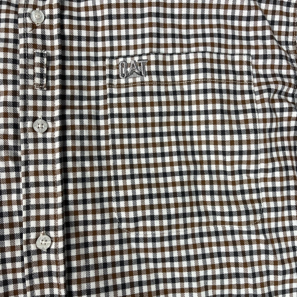 Cat Caterpillar FR Shirt Mens Size 3XL Plaid Brown Black Heavy Weight ARC 2 Work - Image 3 of 4