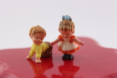 Vintage miniature Ferrero Kinder Surprise dolls 1970s Girl in Dress Boy Crawling