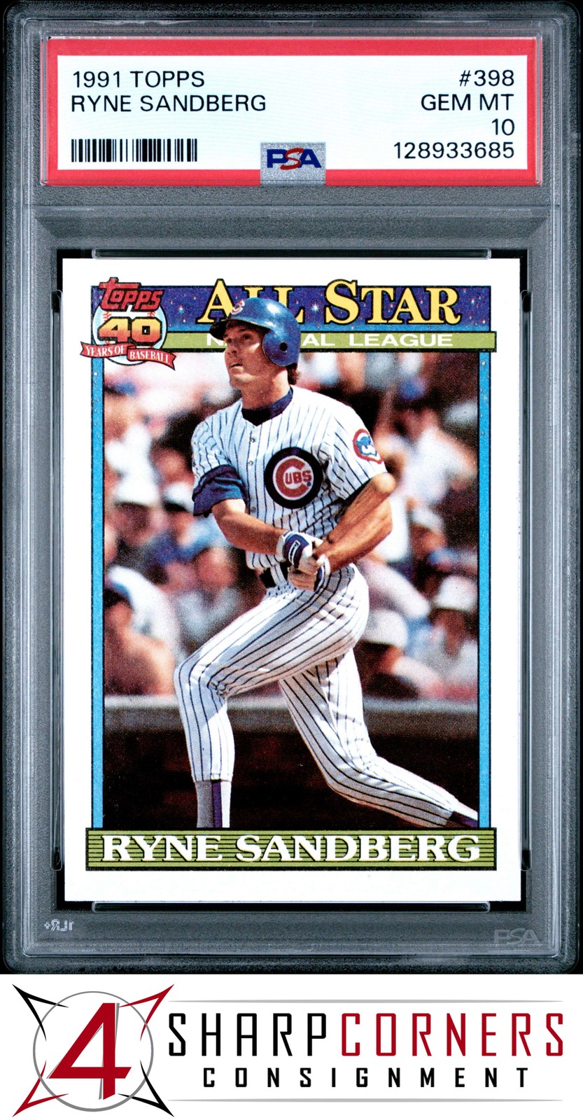 1991 TOPPS #398 RYNE SANDBERG CUBS HOF PSA 10