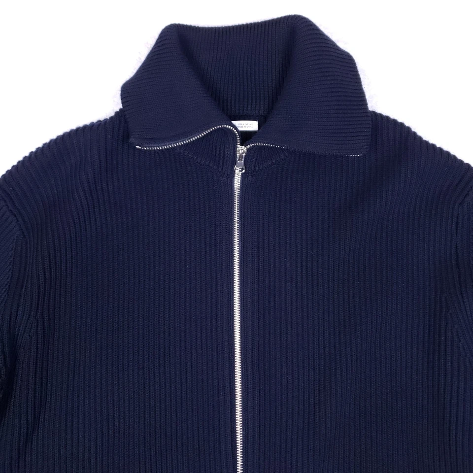 Suéter de cuello falso con cremallera completa acanalado azul marino talla grande de ZARA para hombre Foto 2 de 4