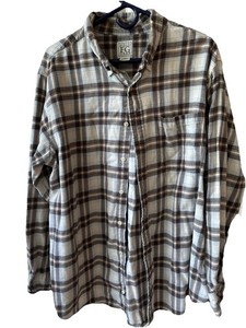 Field Gear FG Outdoor wear Men’s XL Brown Plaid Long Sleeve 100% Cotton