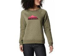 Columbia Women's Hart Mountain Graphic Crew Pullover Sweatshirt XXL Green NWT