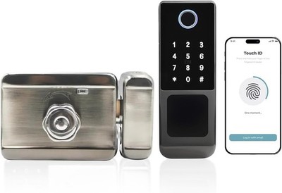 Smart Gate Lock, Double Sided Keypad Door Lock,Keyless Entry Fingerprint Door