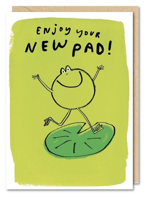 New Home Card Frog Enjoy New Lily Pad Congratulations - Funny Greeting Card